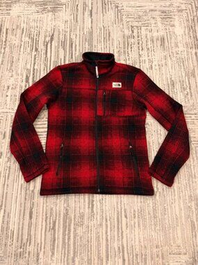 New The North Face boys XL 18/20 red/black Plaid Gordan Lyons Full Zip Jacket